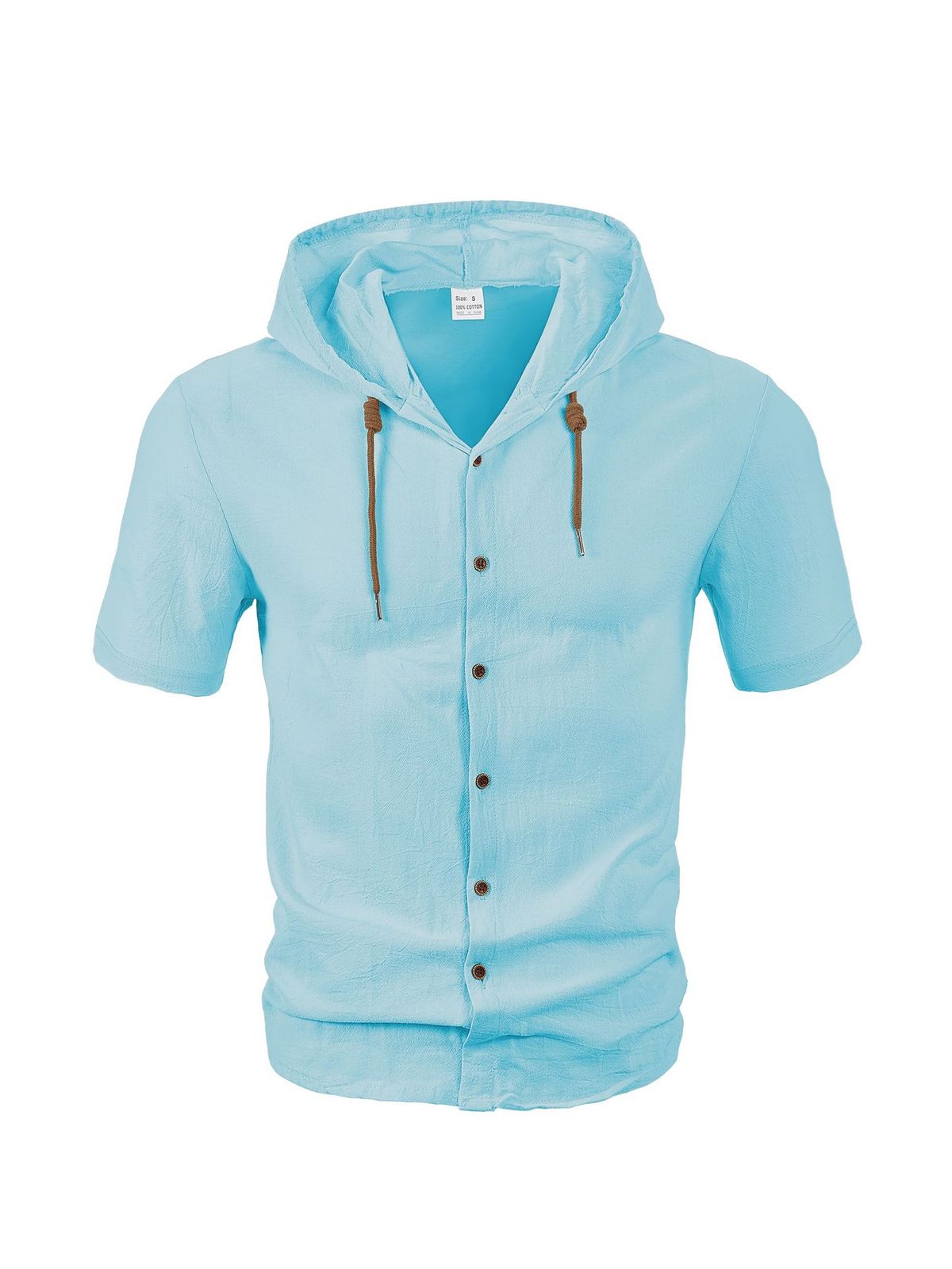 Sweat à capuche à manches courtes en coton et lin pour homme, style décontracté, tendance et polyvalent