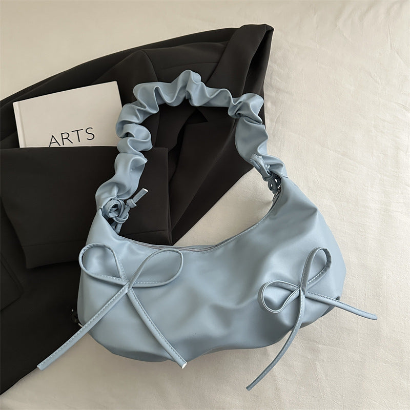 Bolso de hombro plisado de color sólido con diseño de moda