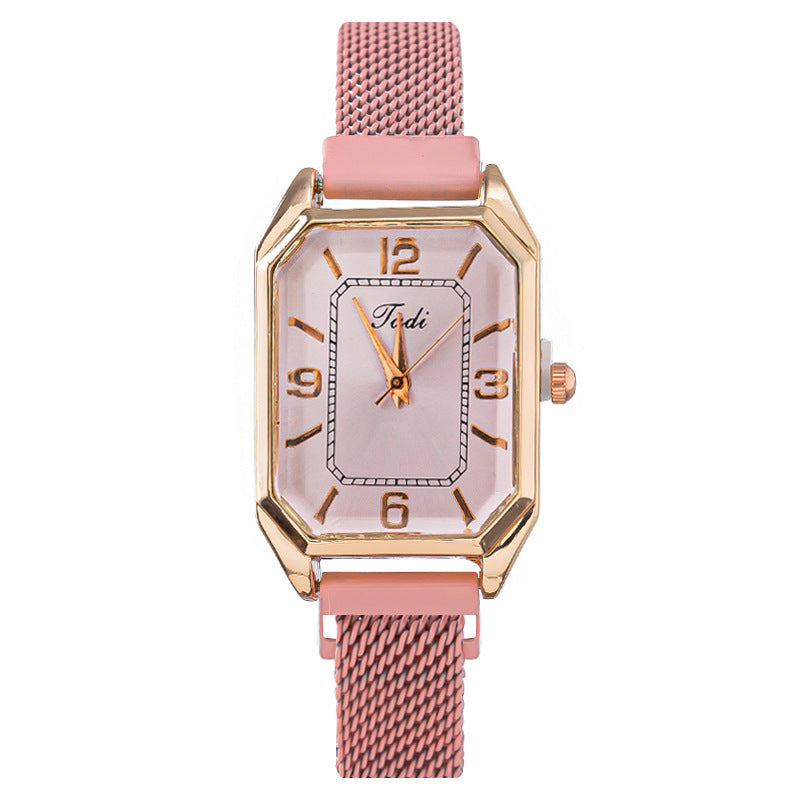 Women Fashion Solid Color Square Watch Stainless Steel Clasp