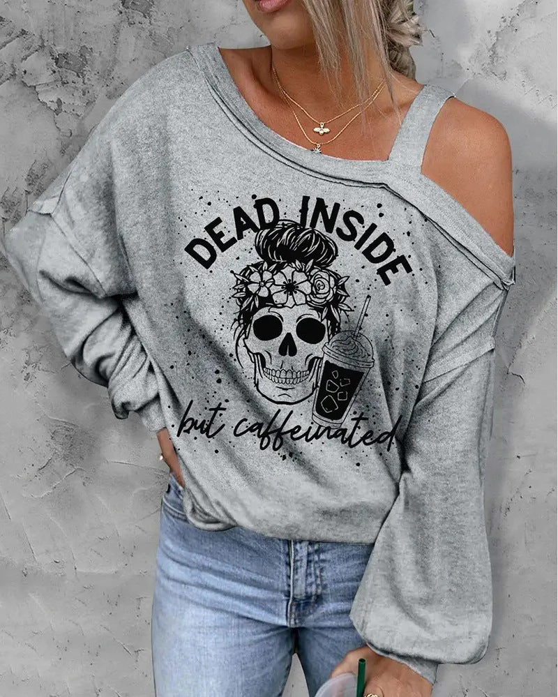Sudadera con hombros descubiertos y efecto 3D para Halloween para mujer