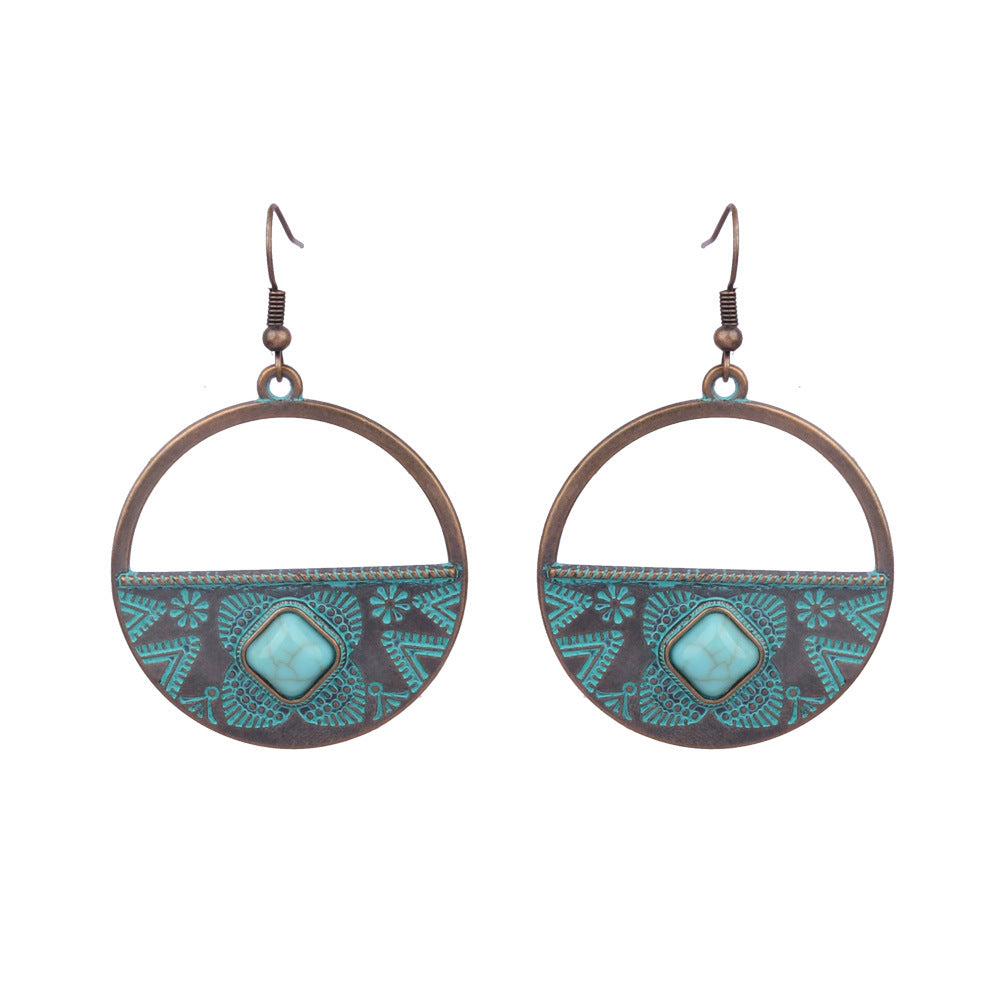 Boucles d'oreilles turquoise de style ethnique bohème