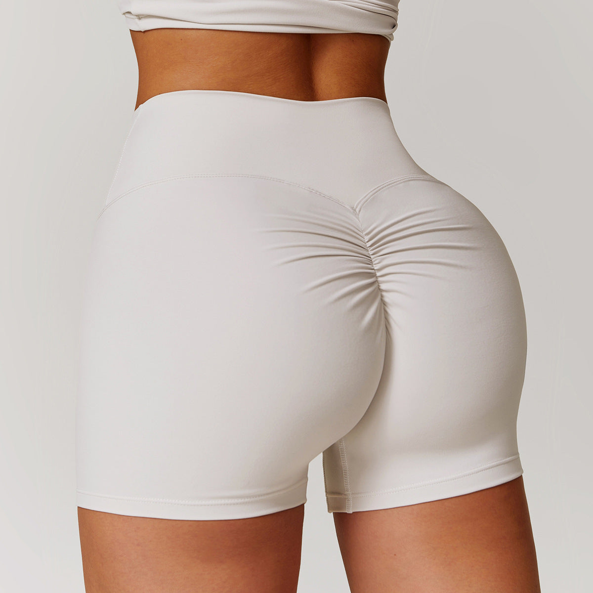 Short de yoga taille haute décontracté et tendance pour femme, couleur unie