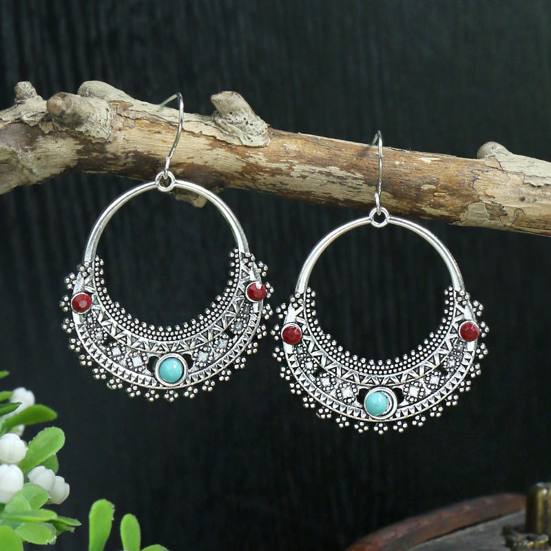 Boucles d'oreilles longues bohèmes en forme de goutte turquoise