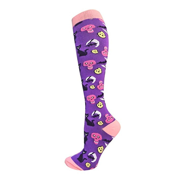 Chaussettes mollet en nylon à la mode, amusantes, sport, Halloween, crâne
