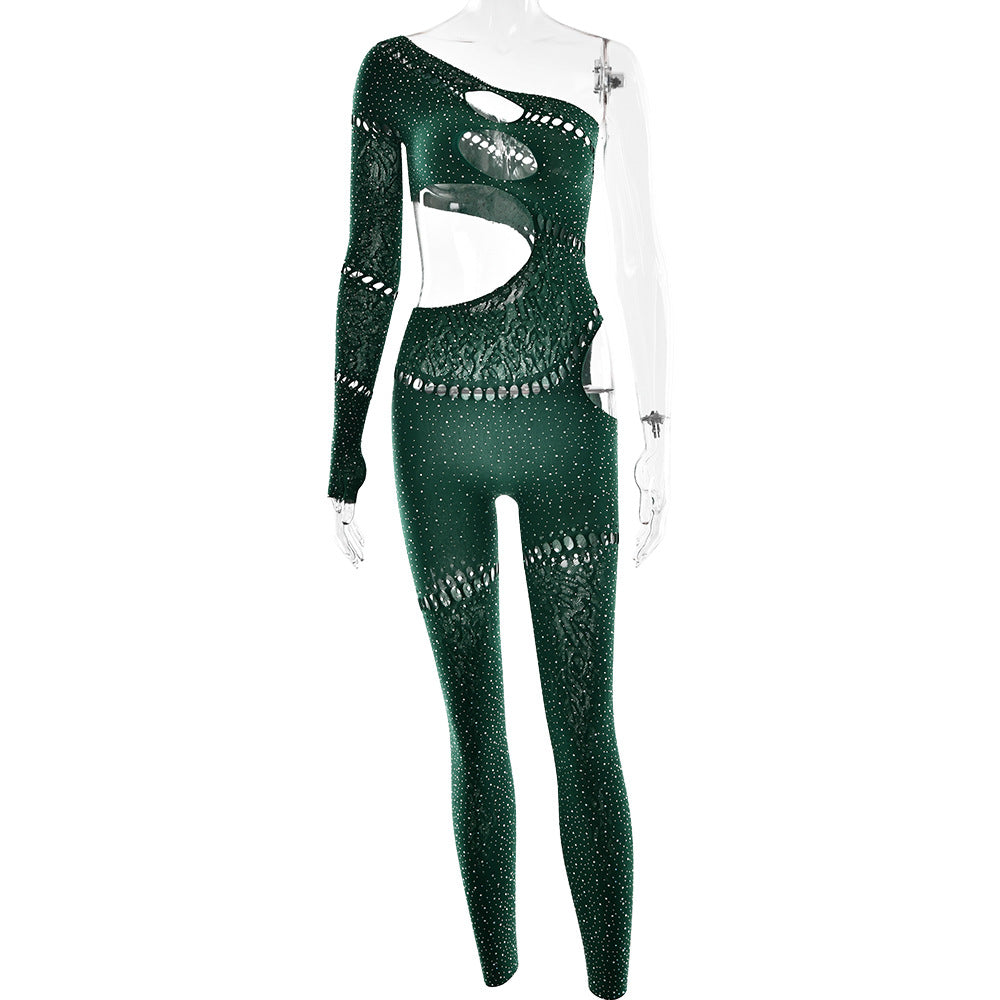 Women’s Fashion Rhinestone Long Sleeve Jumpsuit