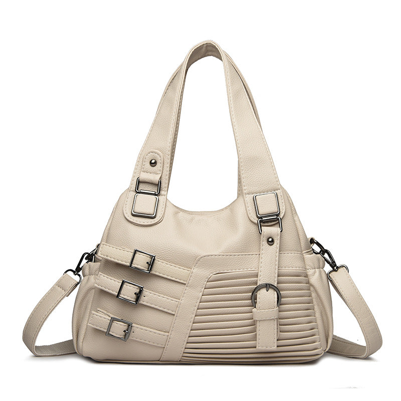 Sac à main en PU de grande capacité, décontracté et tendance, couleur unie, pour femmes