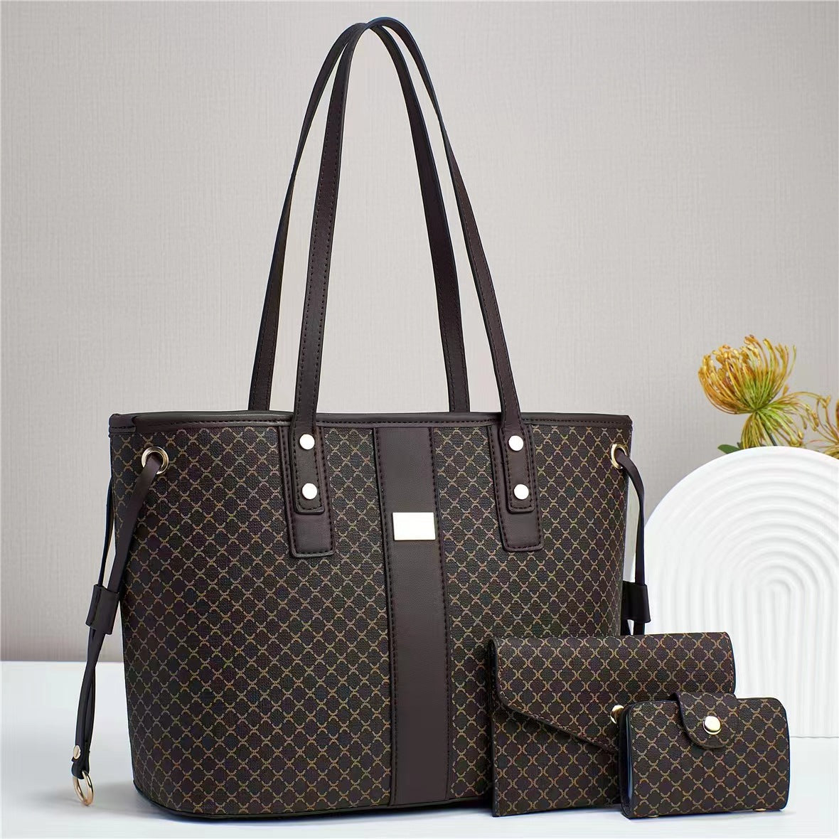 Spring Large Capacity PU Tote Bag Set for Business