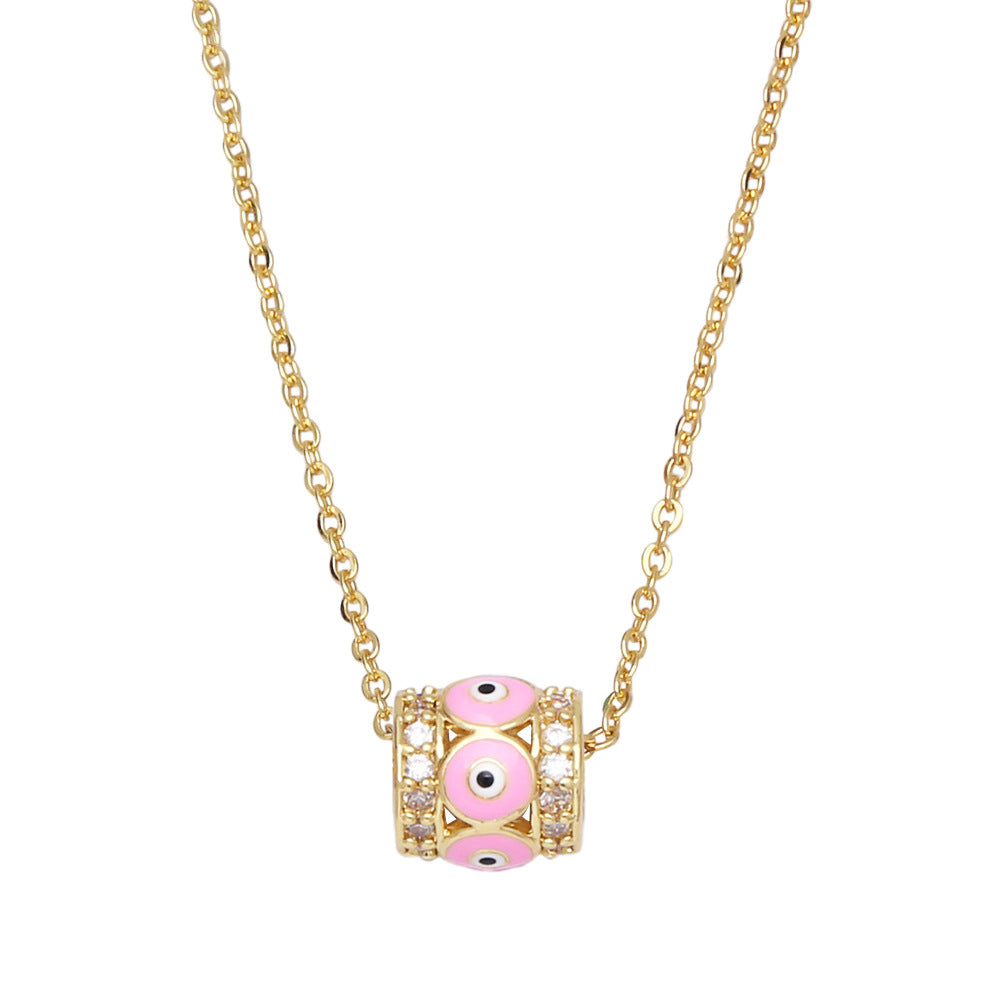 Collar con colgante de ojo de diablo de diamante geométrico simple para mujer