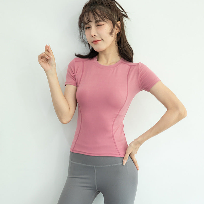 T-shirt de sport décontracté à col rond pour femme