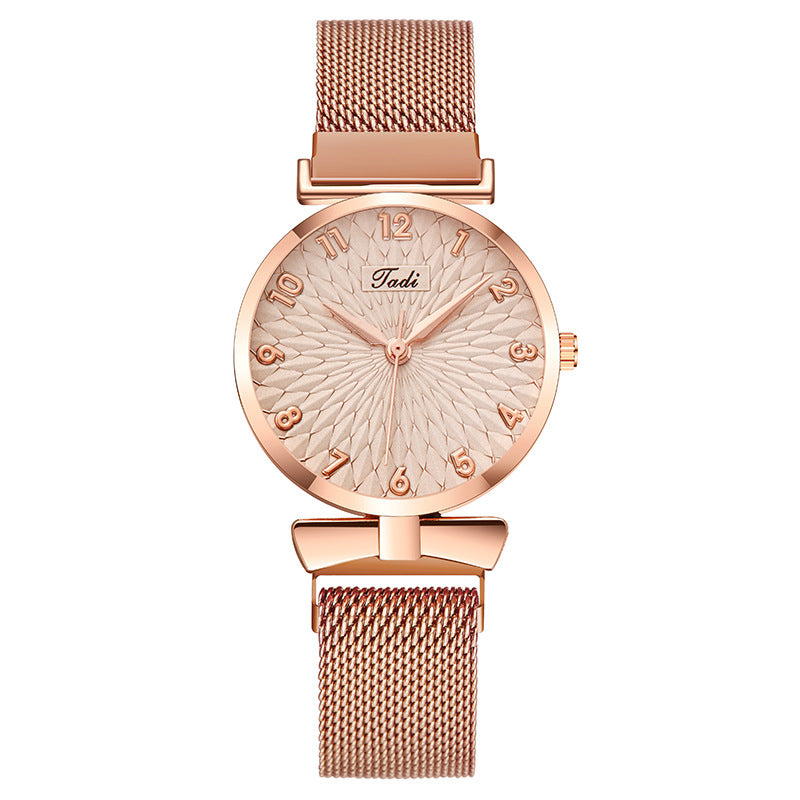 Women Fashion Casual Solid Color Digital Sunflower Quartz Watch