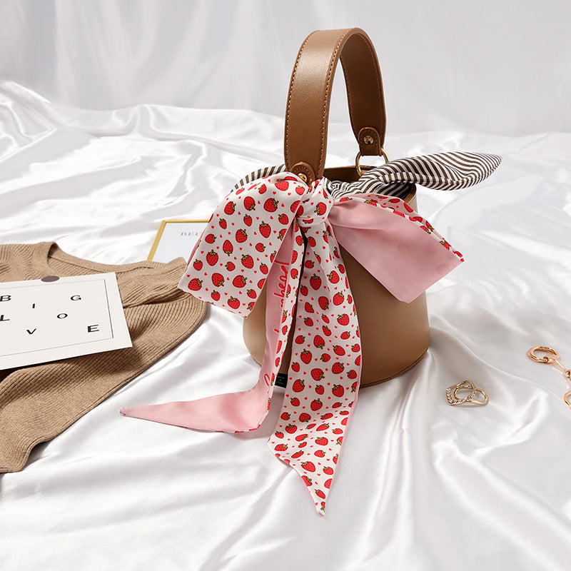 Banda para el cabello estampada a la moda para mujer, bolso con asa, bufanda de cinta