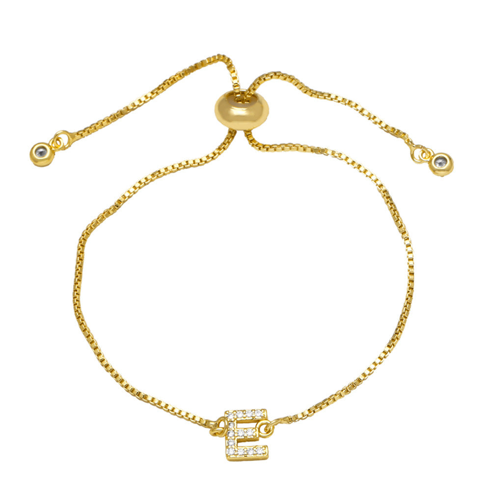 Pulsera de alfabeto ajustable de moda para mujer