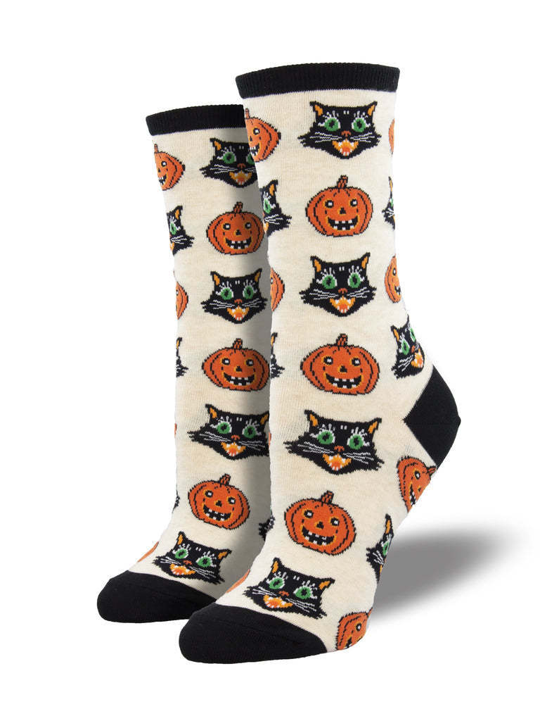 Chaussettes tube jacquard amusantes et créatives à motif citrouille pour Halloween