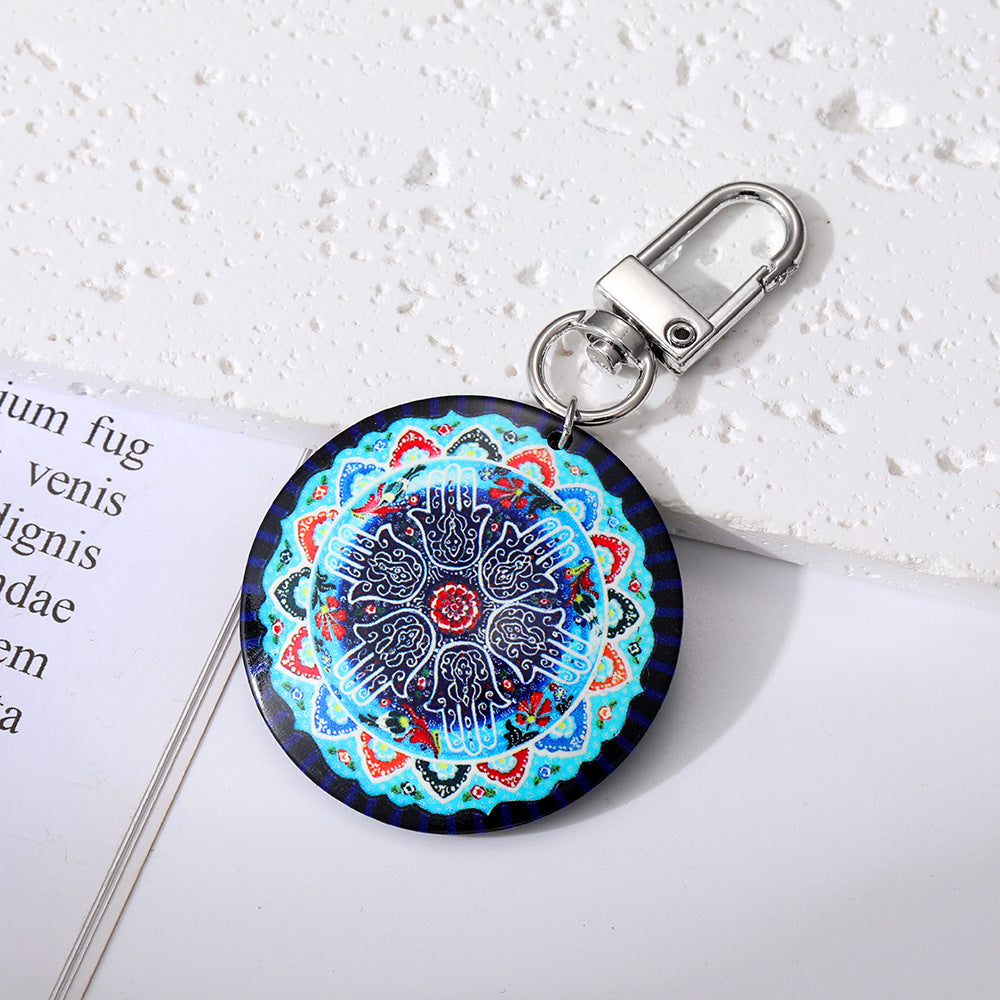 Women Retro Bohemian Round Devil Eye Keychain Set