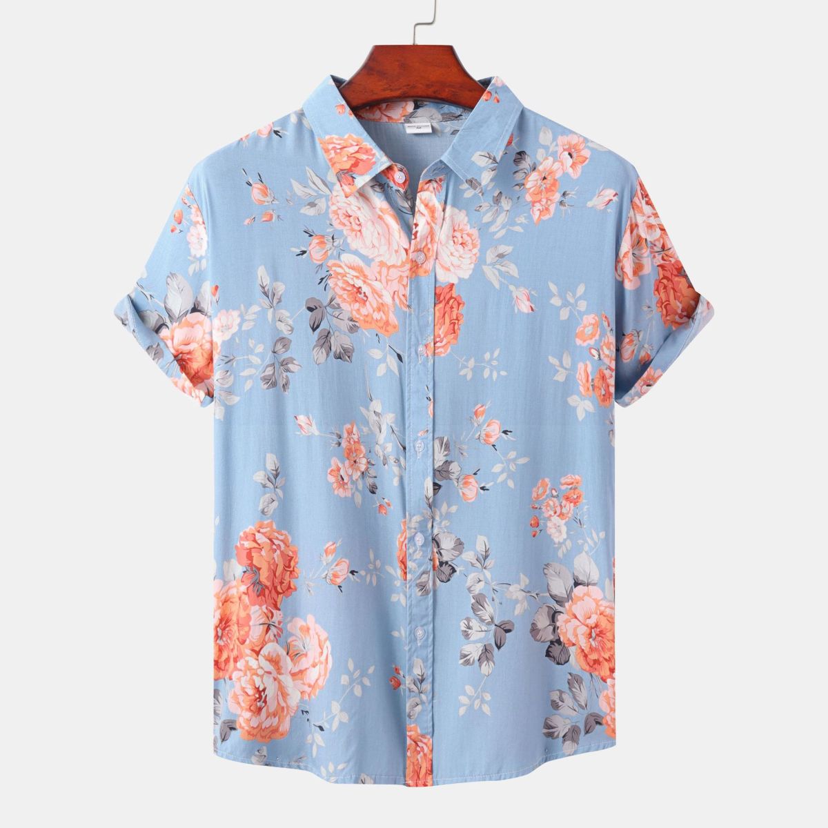 Camisa informal de vacaciones para hombre con estampado de flores diminutas en 3D