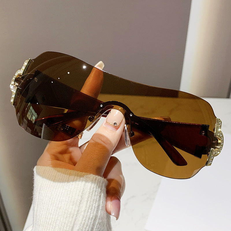 Gafas de sol de moda de una pieza sin marco Y2K