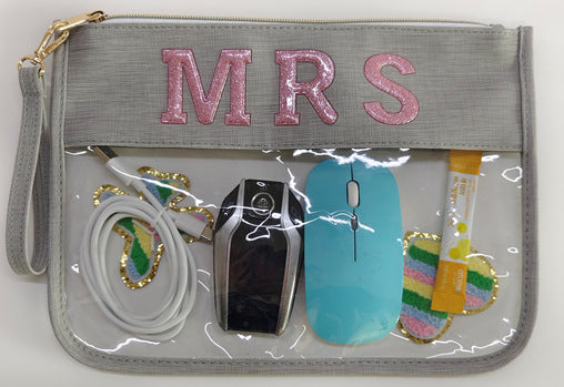 Trousse de maquillage portable tendance avec broderie serviette