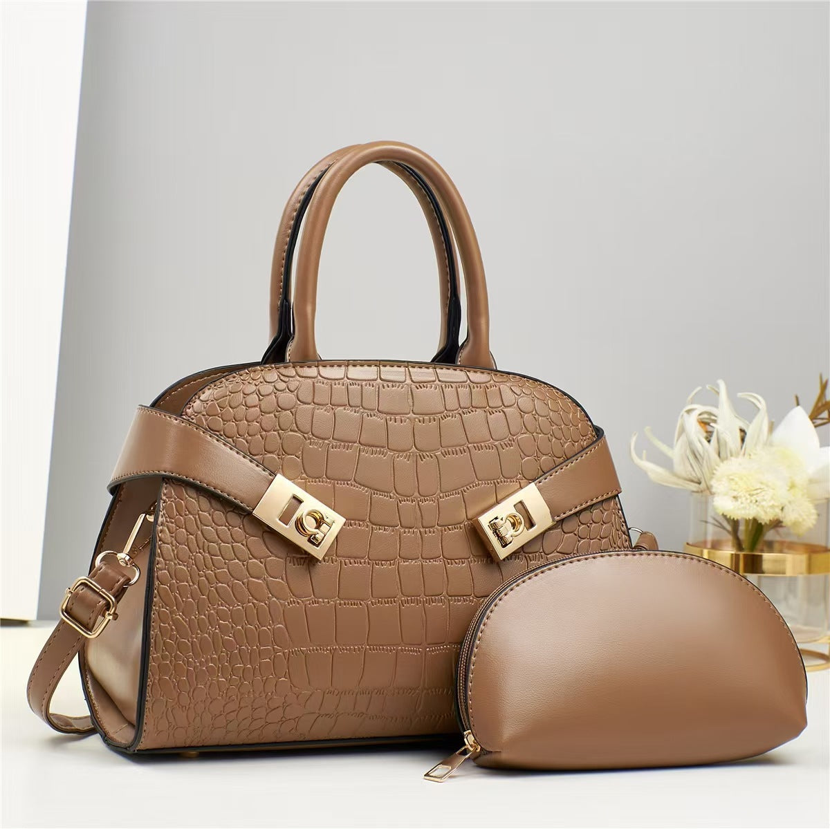 Women Fashion Classic Crocodile Handbag Set