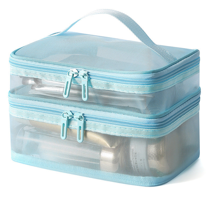 Women Simple Double-Layer Transparent Cosmetic Bag