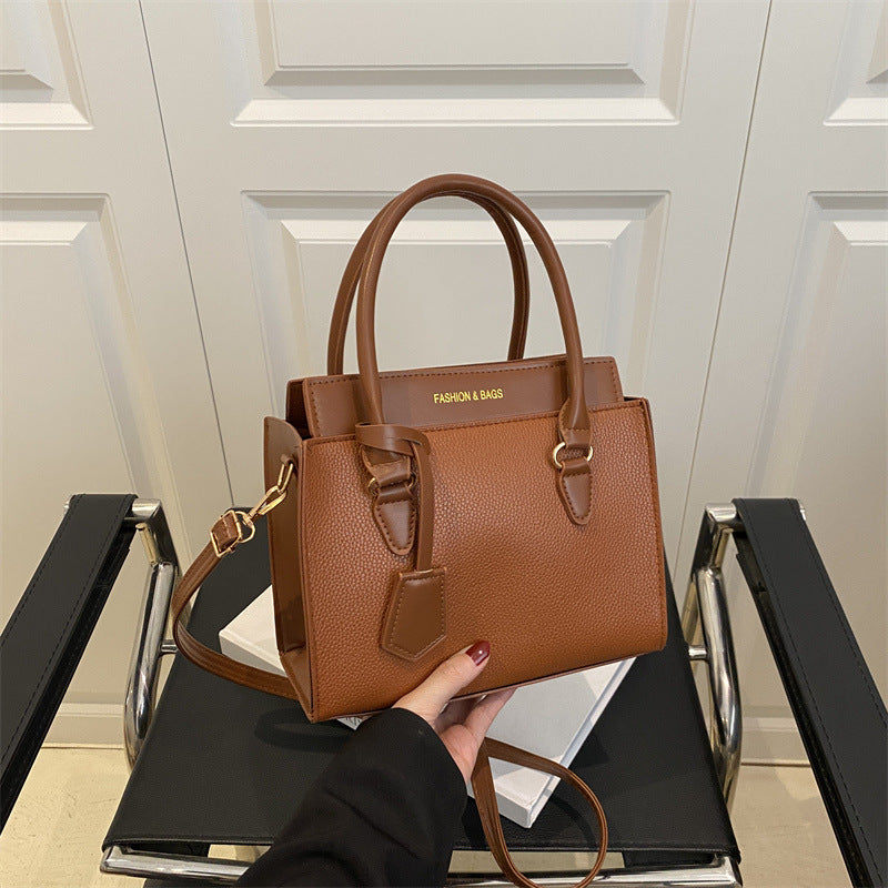 Bolso de mano pequeño cuadrado de PU con bloques de colores, informal y sencillo, a la moda para mujer