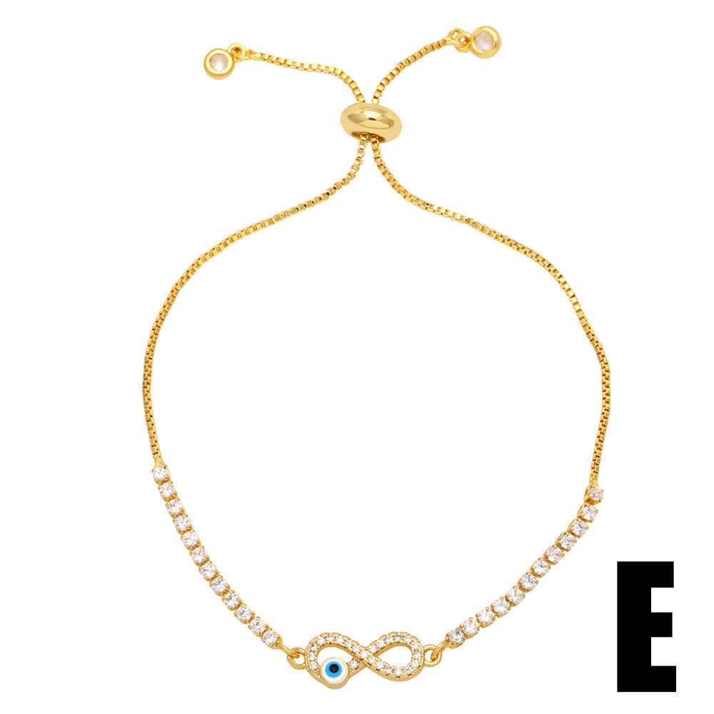 Pulsera geométrica de corazón, estrella y ojo de diablo para mujer