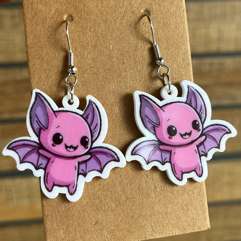 Halloween Women'S Cute Pumpkin Ghost Little Bat Skull Earrings