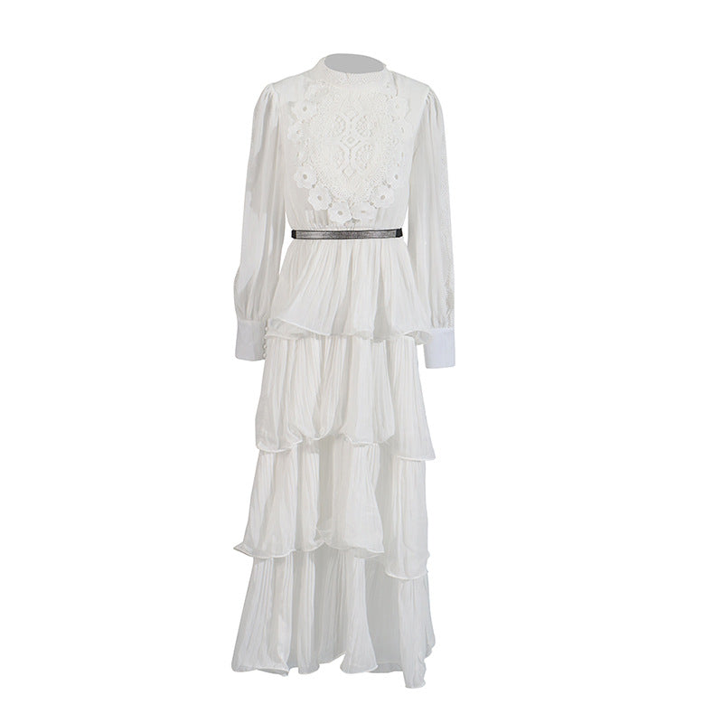 Vestido largo retro elegante de encaje bordado