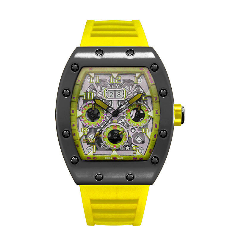 Men Casual Luminous Sports Watch with Silicone Strap and Mineral Glass