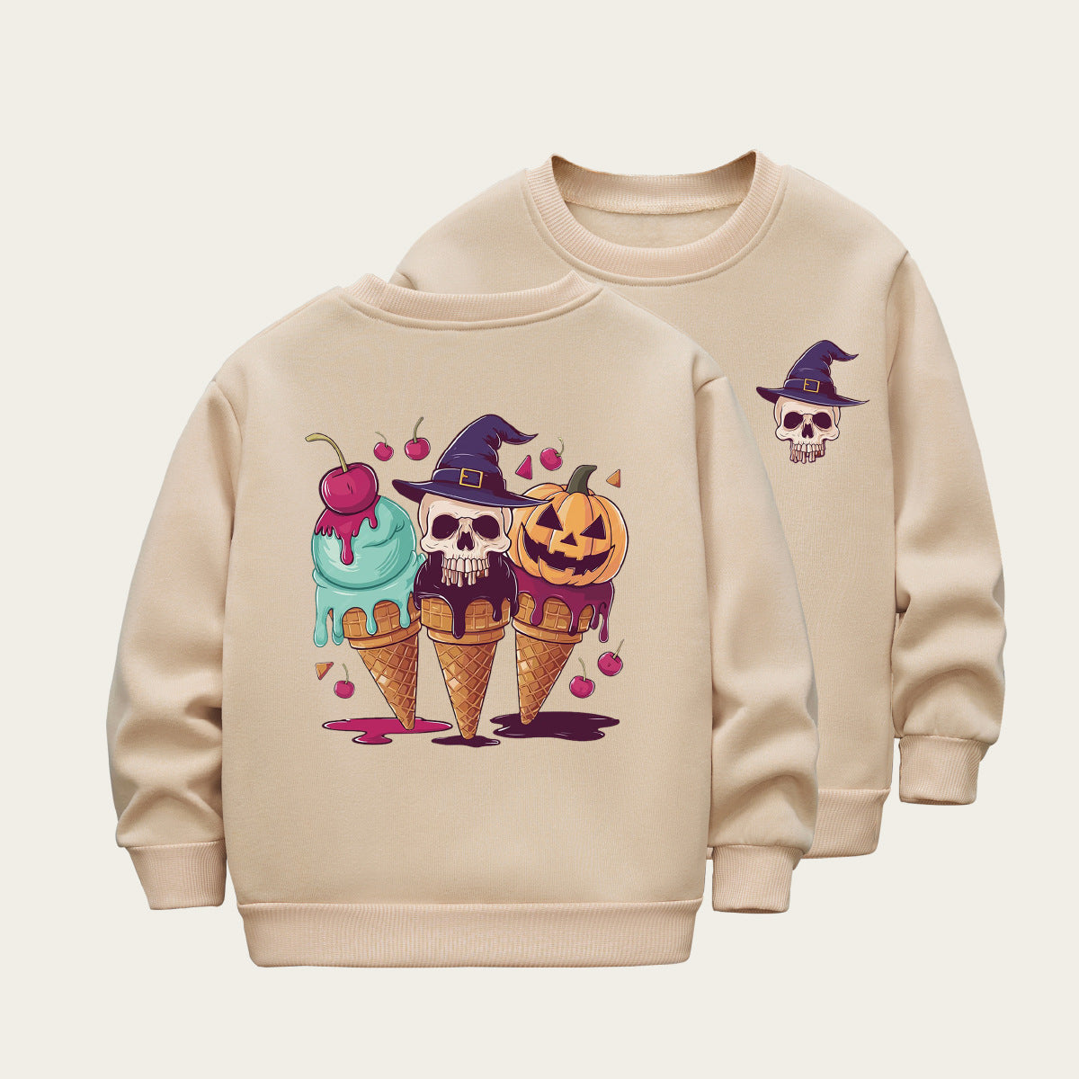 Kids Toddler Boys Girls Casual Halloween Cartoon Fleece Sweatshirt