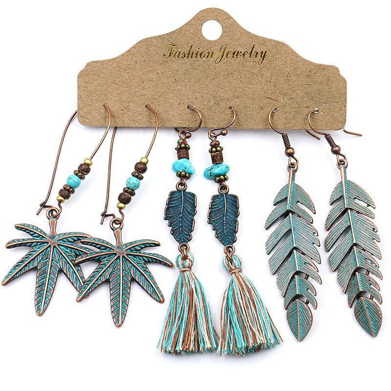 Boucles d'oreilles à pompons créatives de style ethnique bohème rétro