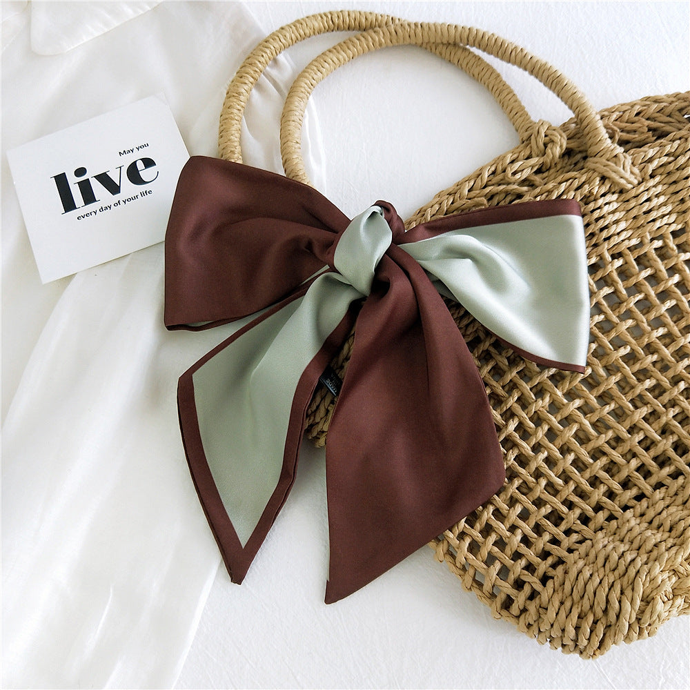Fashion Double-Sided Two-Color Long Ribbon Tie Bag Handle Scarf