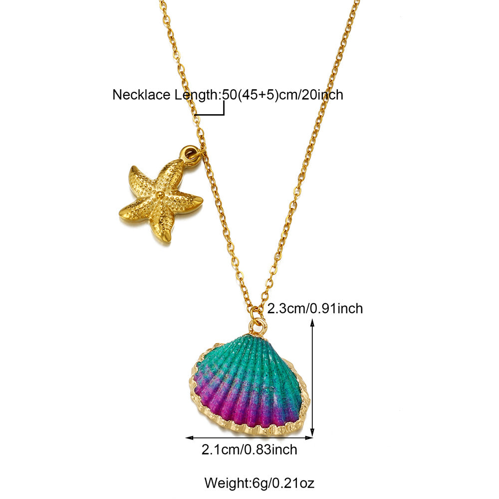 Summer Beach Vacation Shell Pendant Sea Necklace