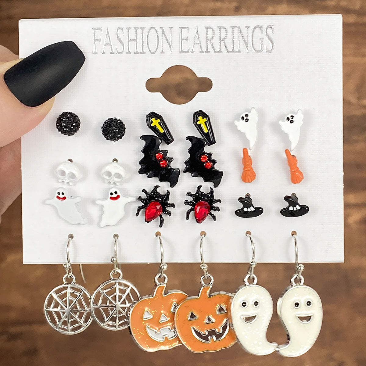 Halloween Ghost Bat Pumpkin Earrings Set Alloy Cartoon