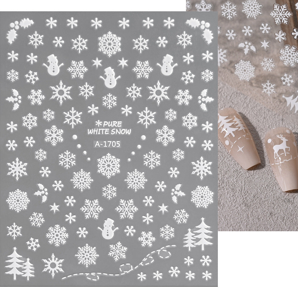 Pegatinas navideñas de copos de nieve para uñas