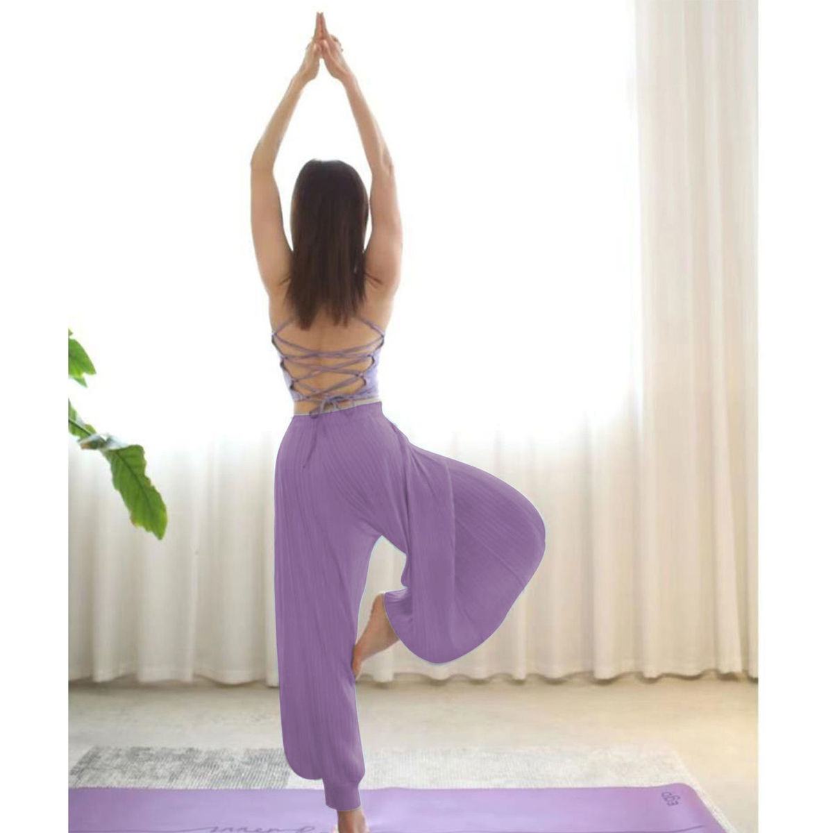 Women Casual Solid Color Loose Yoga Pants