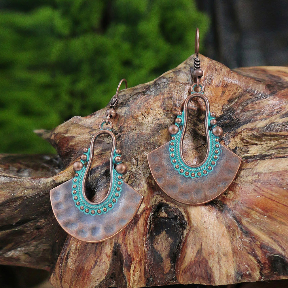 Boucles d'oreilles rétro turquoise de style ethnique bohème