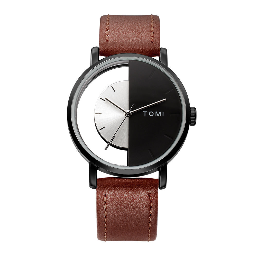 Fashion Casual Creative Half Hollow-Out Quartz Watch