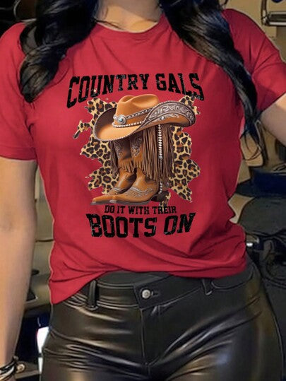 Women Fashion Casual Western Printed T-Shirt