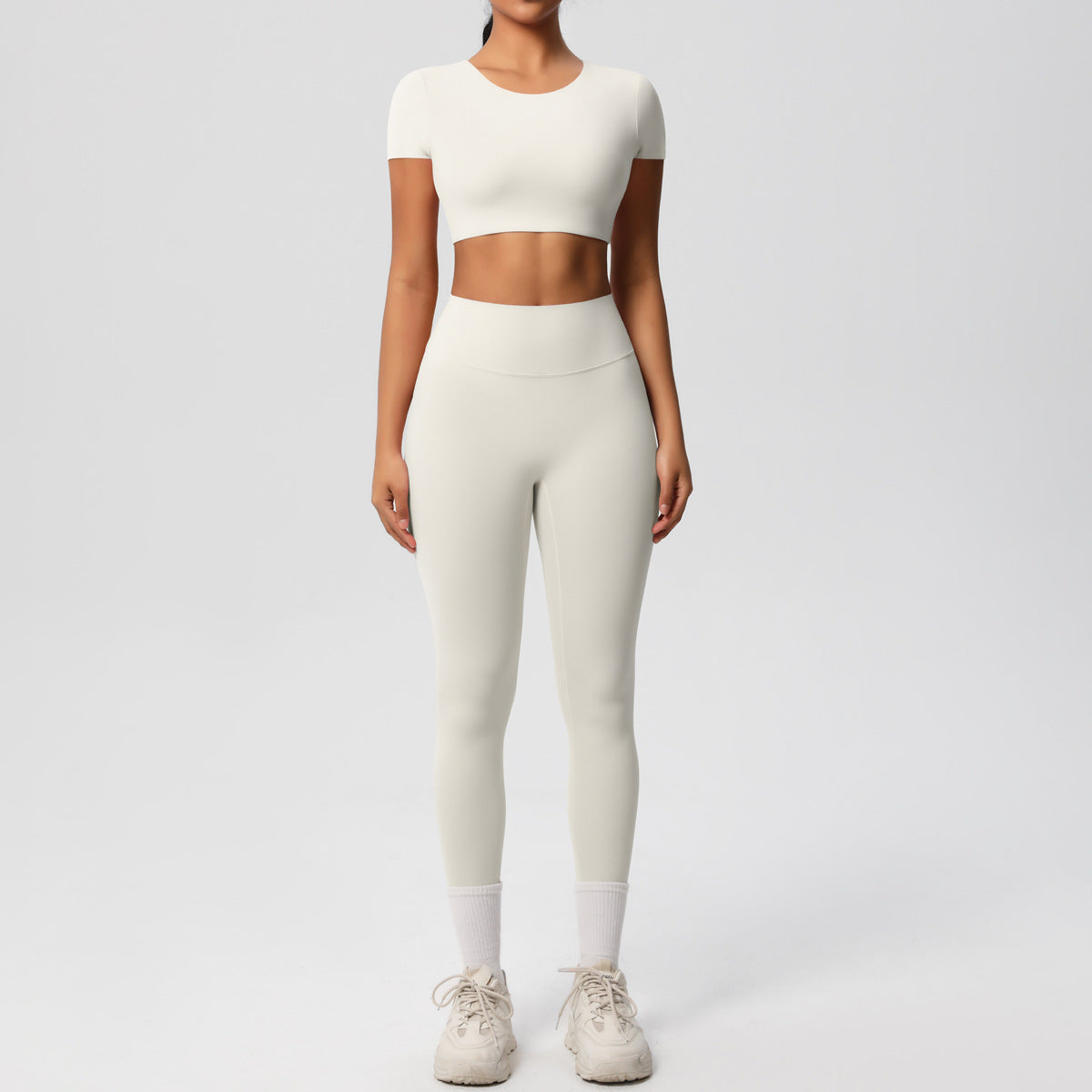 Ensemble de sport deux pièces de yoga pour femmes, couleur unie