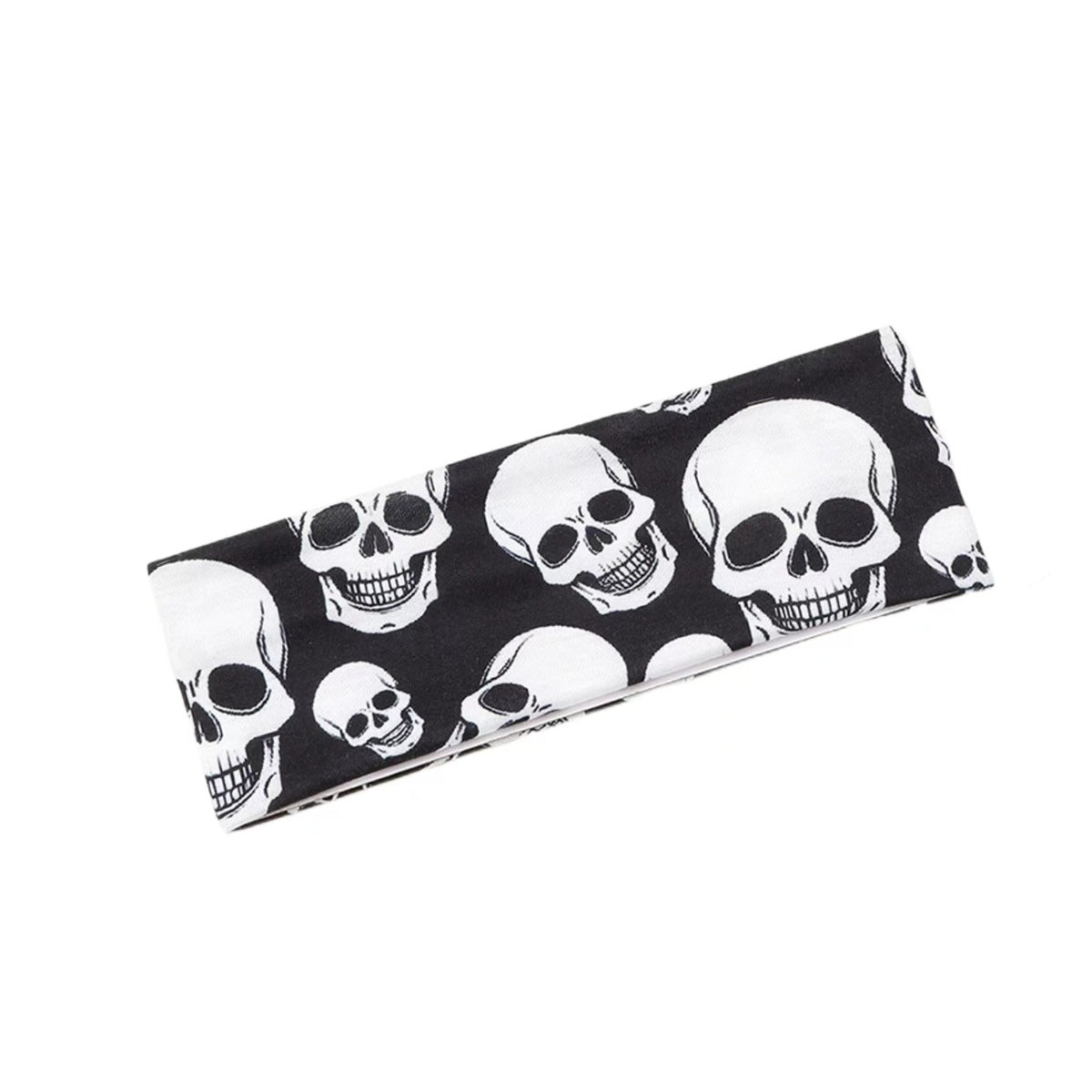 Bandeau de yoga pour cheveux en tissu éponge motif crâne d'Halloween, citrouille et toile d'araignée