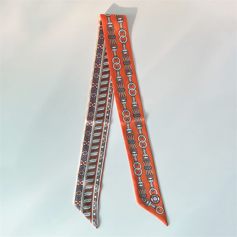 Fashion Printed Ribbon Tie Bag Handle Scarf