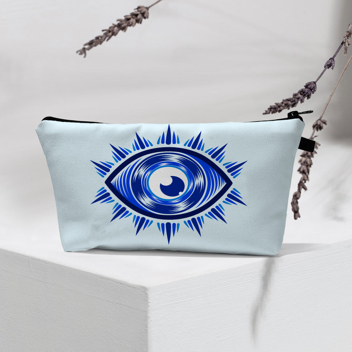 Bolsa de cosméticos portátil con diseño de mal de ojo para mujer