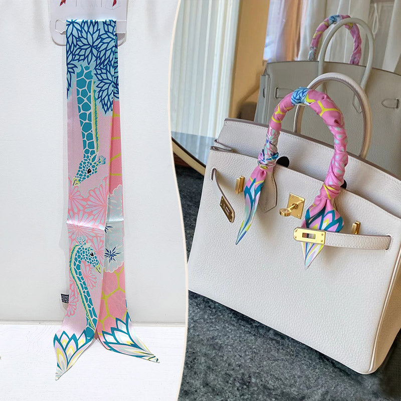 Bufanda con asa para bolso con lazo estampado de moda