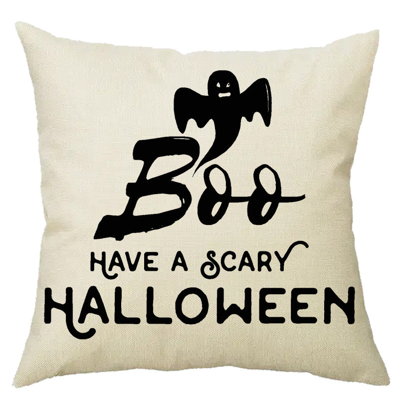 Halloween Pumpkin Skull Print Linen Sofa Cushion Cover