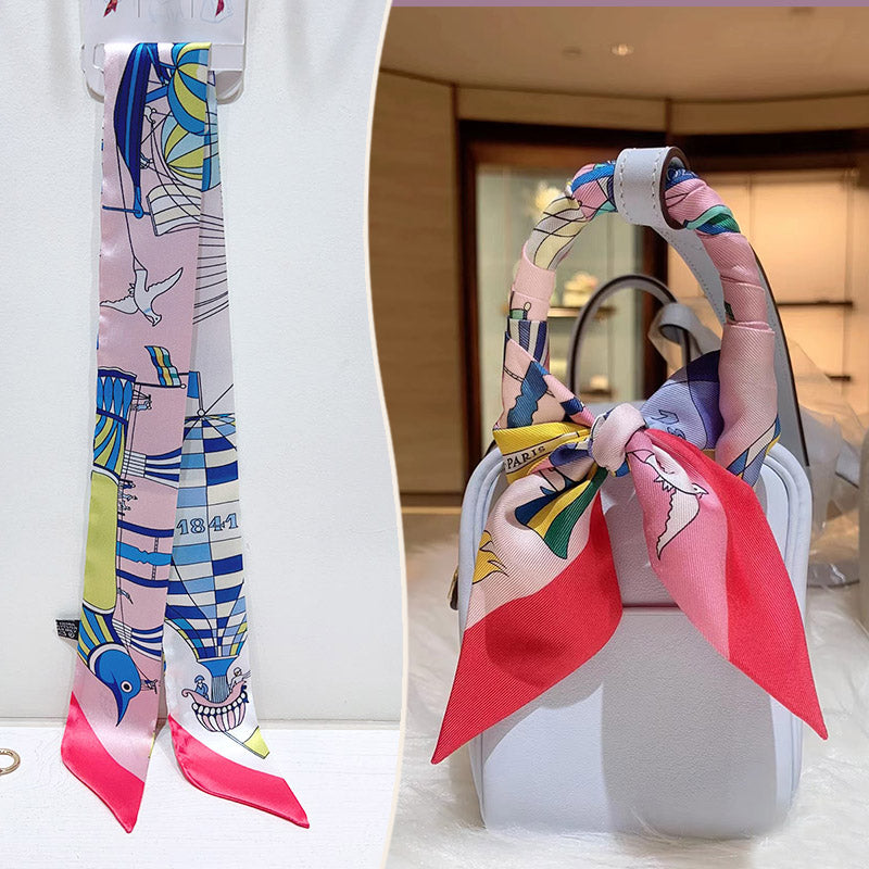 Fashion Printed Ribbon Tie Bag Handle Scarf
