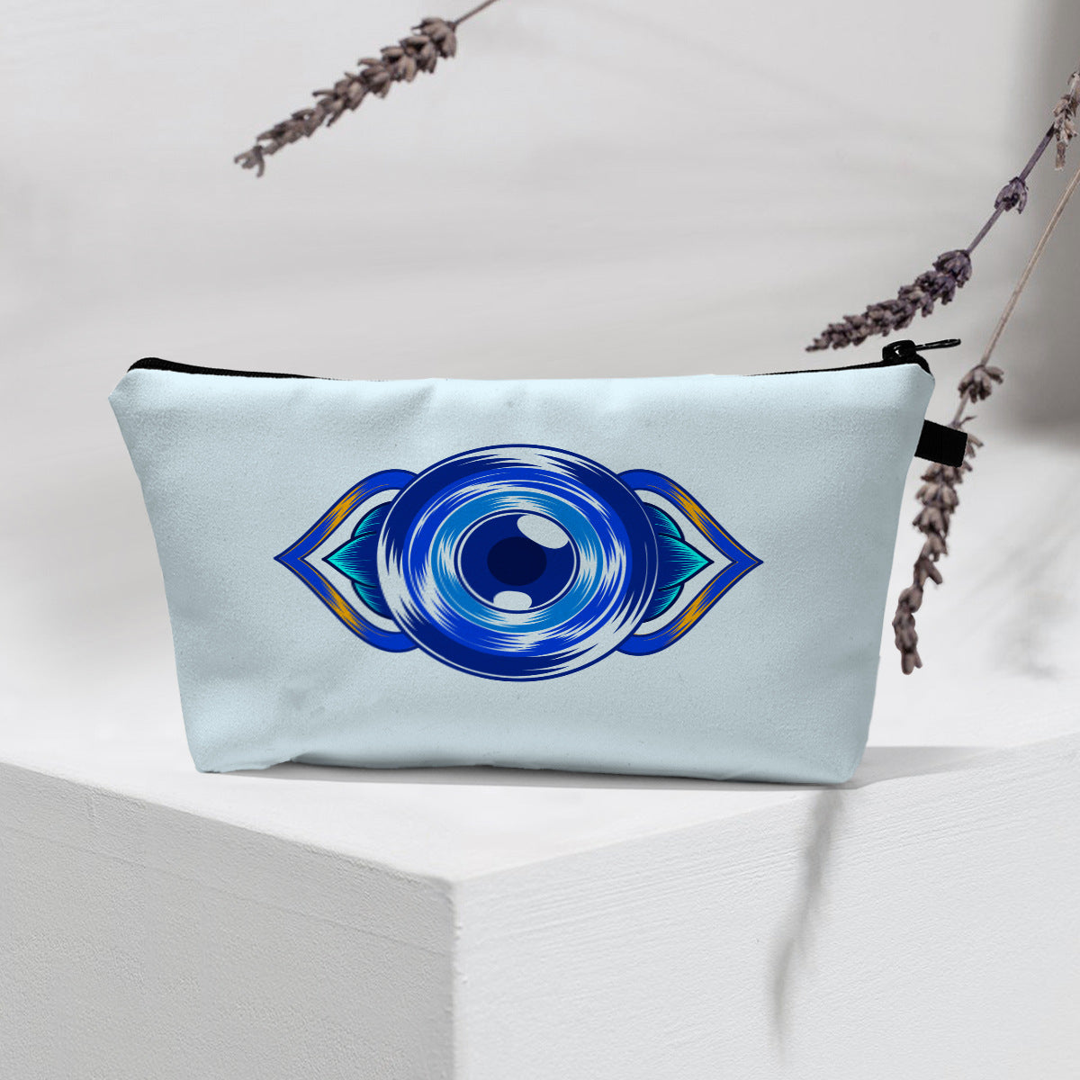 Bolsa de cosméticos portátil con diseño de mal de ojo para mujer