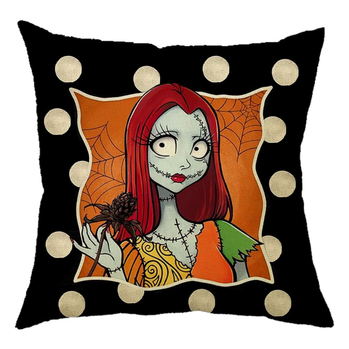 Halloween Pumpkin Skull Print Linen Sofa Cushion Cover