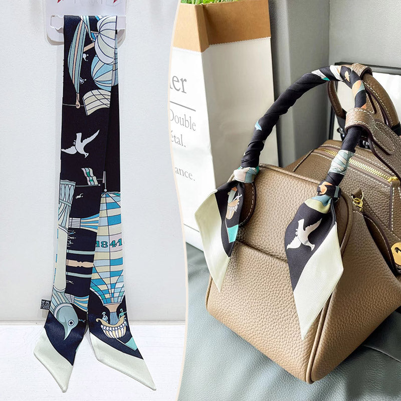 Bufanda con asa para bolso con lazo estampado de moda
