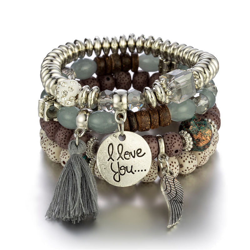 Bohemian Style Multi-Layer Wooden Beaded Bracelet