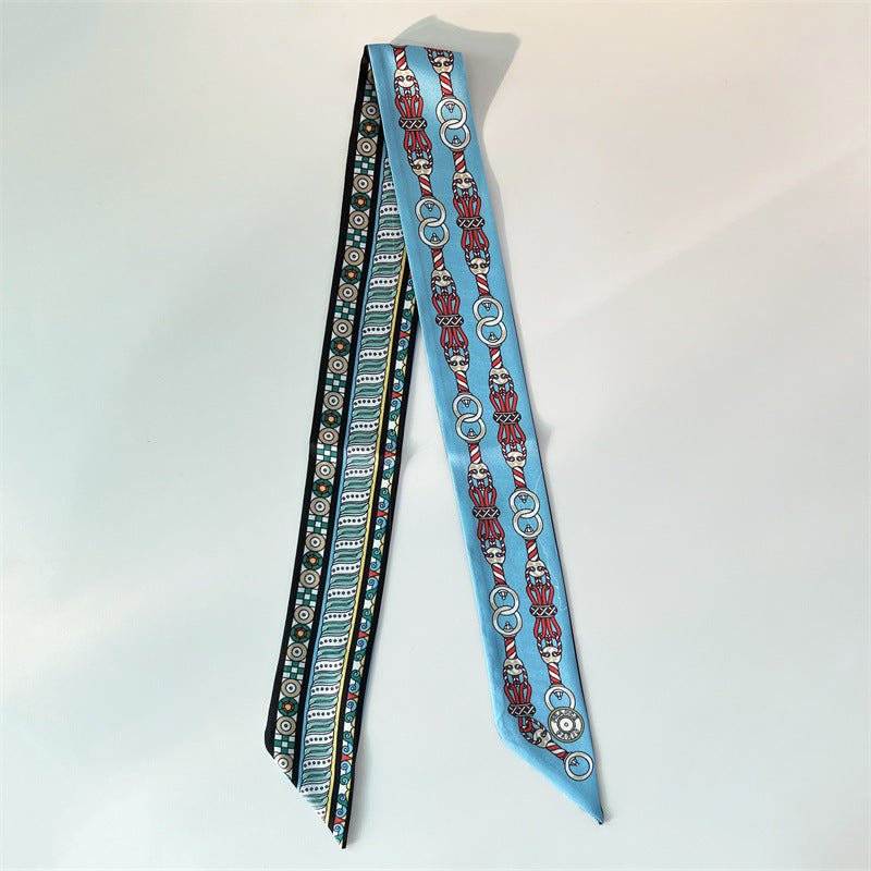 Fashion Printed Ribbon Tie Bag Handle Scarf